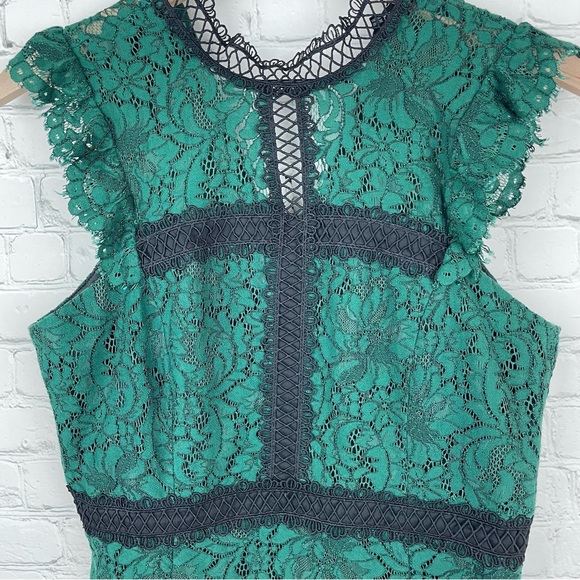 BARDOT Latoya Hunt Green Lace Sheath Midi Dress size US 8/M - Picture 4 of 11